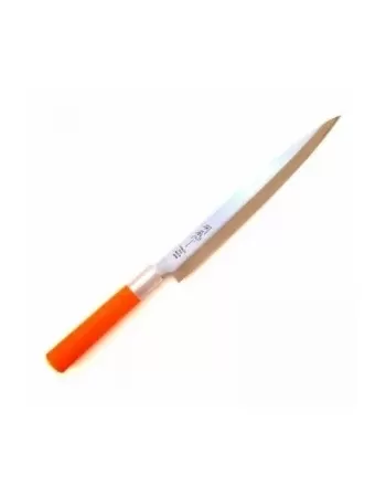 FACA SASHIMI CABO PLASTICO LARANJA 240MM