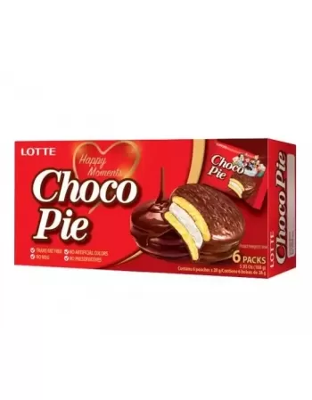 CHOCO PIE LOTTE ALFAJOR CHOCOLATE 168G C/6