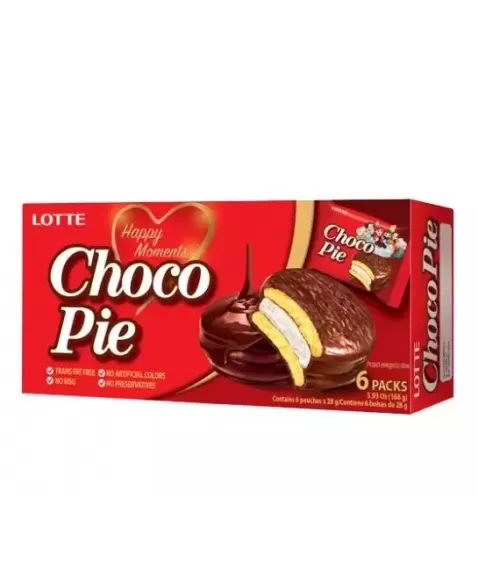 CHOCO PIE LOTTE ALFAJOR CHOCOLATE 168G C/6