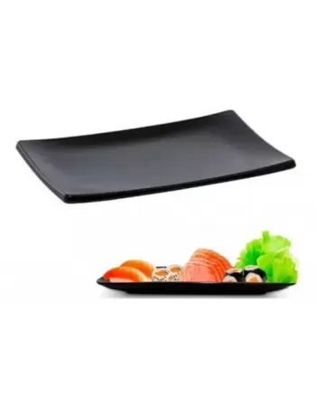 PRATO P/SUSHI ORIENTAL RETANGULAR PRETO 14X20,5 CM COD. 1215